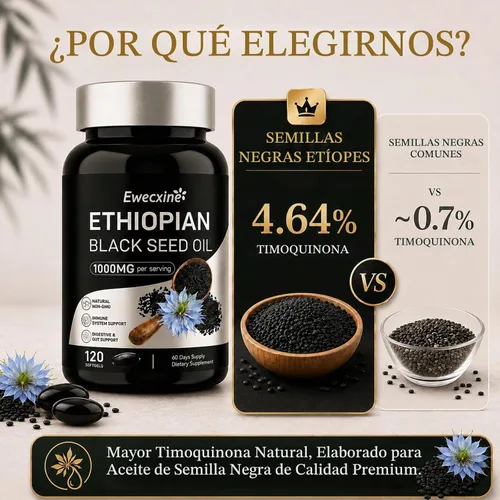 Vista 5 de Aceite de semilla negra etíope cápsulas blandas 1000 mg prensado