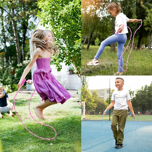 Vista 6 de Cuerda de saltar para niños, cuerdas de saltar ajustables para 4 5 6 7 8 10 12 años, cuerda de saltar sin enredos de 8 a 12 años, cuerda de saltar