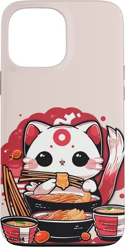 Vista 23 de iPhone 16 Japanese Cat Eating Ramen Cute Kawaii Cat Case