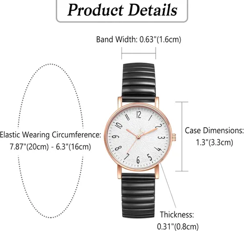 Vista 3 de OIDEA Relojes de mujer con correa elástica: relojes de pulsera de gran tamaño con números arábicos analógicos de cuarzo para mujer, banda elástica
