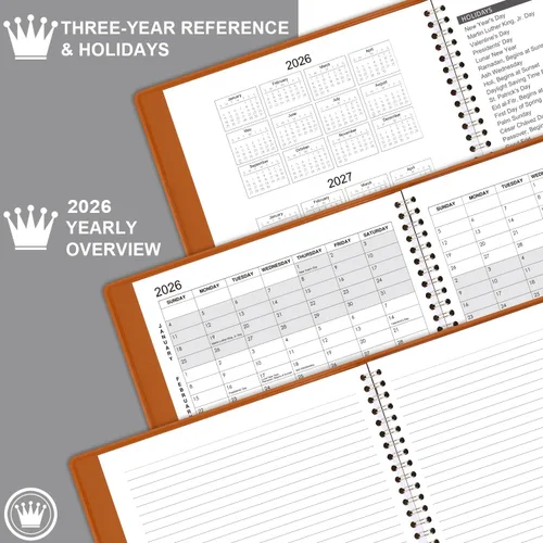 Vista 5 de Agenda mensual 2026 – Calendario 2026 / planificador de 12 meses con piel sintética, 8.86" x 11.4", enero 2026 a diciembre de 2026, 15 páginas