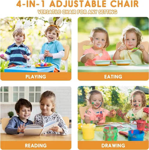 Vista 7 de Silla para niños de altura ajustable, sillas para niños de 2 a 8 años con fundas para pies para el hogar, aula, jardín de infantes y lugares