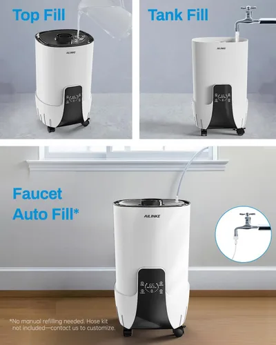Vista 6 de Humidificador para habitación grande de 16 L/4.2 galones - Humidificador AILINKE para toda la casa para el hogar, 2000 pies cuadrados con 3
