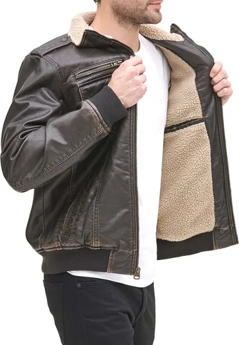 Vista 6 de Levis Mens Faux Leather Sherpa Aviator Bomber Jacket