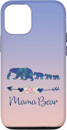 Vista 28 de Teal Blue Purple Floral Mama Bear Four Cubs Blue Pink Case for iPhone 17
