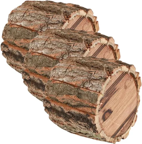 Vista 4 de HOMSFOU - Paquete de 3 cubos de flores impermeables de 3.54 x 3.54 x 3.14 pulgadas, contenedores de madera rústica para plantas de troncos, macetas