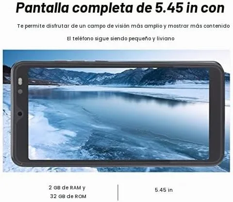 Vista 3 de para Android 6 Smartphone, 5.45 pulgadas pantalla completa teléfono celular 2GB 32GB ROM, 5MP cámara trasera teléfono móvil, para MTK6799 Quad Core