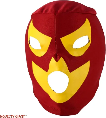 Vista 5 de Luchador Mexicano Lucha Libre Rojo & Amarillo Lucha Máscara & Capa