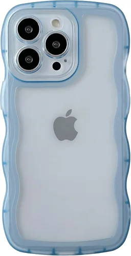 Vista 11 de Caseative Funda para iPhone 13 Pro, funda de teléfono suave transparente con marco ondulado rizado de color sólido (negro, 13 Pro) Solid