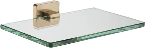 Vista 23 de JQK Estante de baño de vidrio dorado, vidrio templado para almacenamiento en la ducha de 8 por 5 pulgadas, acero inoxidable 304 dorado cepillado