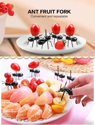 Vista 4 de OOTSR - Palillos de dientes de frutas y postres (24 piezas) – OOTSR - Recogedor de alimentos reutilizables para hormigas, aperitivos, pasteles