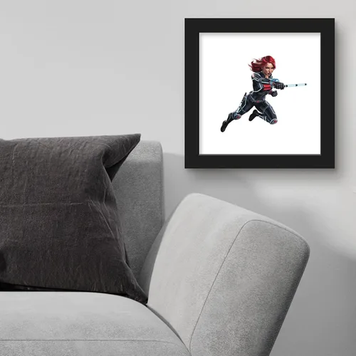 Vista 4 de Trends International Gallery Pops Marvel Comics Avengers - Póster de pared de viuda negra, 12 x 12 pulgadas, versión enmarcada en negro