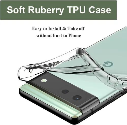 Vista 4 de Unov Funda para Pixel 6a, transparente con diseño, ajuste delgado, buen agarre, funda de teléfono en relieve, cubierta protectora a prueba de Flor