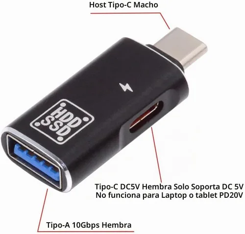 Vista 6 de CY Adaptador 10Gbps USB-C Tipo-C a USB 3.0 hembra OTG y DC 5V convertidor de potencia para tableta teléfono