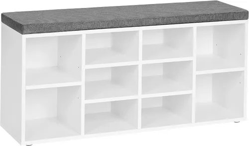 Vista 14 de VASAGLE - Colección CUSTOS - Banco para zapatos, banco de almacenamiento con asiento acolchado, banco de entrada con 9 compartimentos