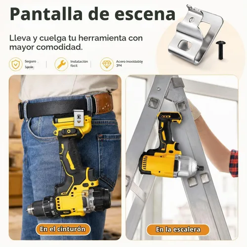 Vista 8 de Clips de cinturón para herramientas DEWALT de 20 V, paquete