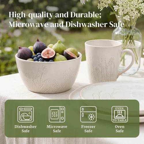 Vista 6 de DOWAN Cuencos de cerámica de 32 onzas – Juego de 4 cuencos de sopa grandes para cereales, ramen, pho, pasta y ensalada – Cuencos de sopa apilables