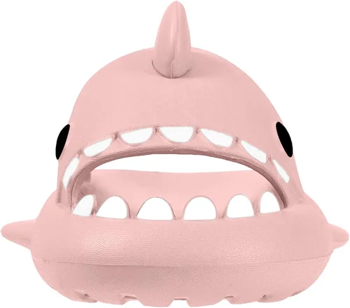 Vista 2 de Sandalias de tiburón para niños y niñas, pantuflas de ducha con forma de nube, bonitas sandalias de punta abierta con dibujos animados, suela