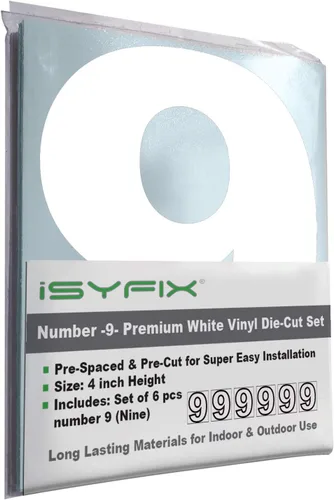 Vista 17 de iSYFIX - Calcomanías de vinilo blancas con número 0 (cero) - Juego de 6 unidades de 1.5 pulgadas autoadhesivas - Decalcomanías premium troqueladas