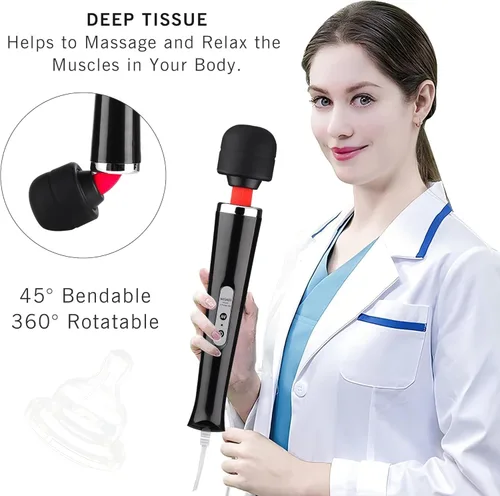 Vista 6 de AEVEONE Dispositivo de masaje personal - Masajeador de vibración de mano - Potente varita con cable - Lo mejor para viajar - El estrés mágico lejos