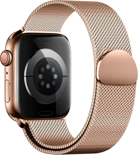 Vista 12 de QOKNUL Compatible with Apple Watch Bands for Women Men Stainless Steel Negro