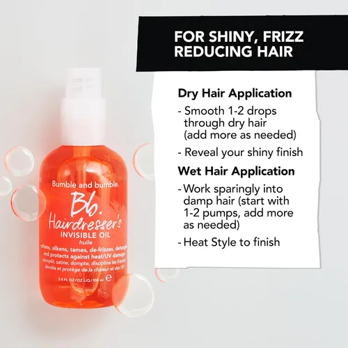 Vista 9 de Bumble and bumble. Hairdresser's Invisible Oil Frizz-Reducing Hair Oil Heat Protection, Frizz Control + Shine Curly, Wavy, Straight With