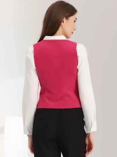 Vista 3 de Allegra K Chaleco para mujer, estilo steampunk, terciopelo, vintage, 2025, sin mangas, blazer elegante
