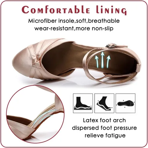 Vista 3 de VCIXXVCE Zapatos de baile de salón para mujer, con puntera cerrada, tacones de baile social