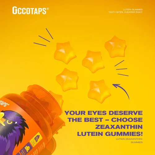 Vista 5 de Gomitas de vitaminas oculares de luteína y zeaxantina para la salud diaria de los ojos, 20 mg de luteína, sin azúcar, gomita de alta potencia