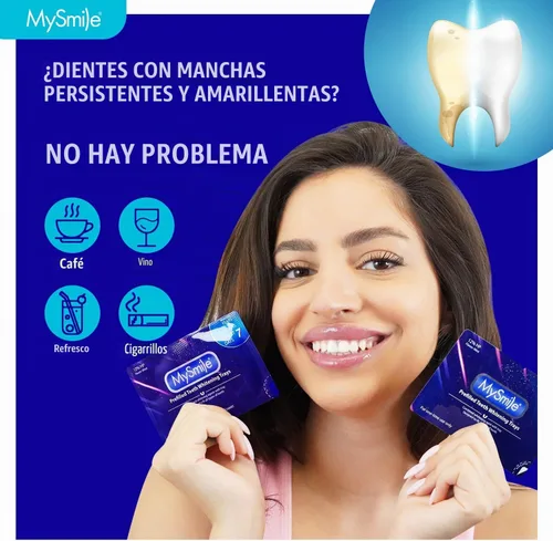 Vista 5 de MySmile Kit de bandejas blanqueadoras de dientes precargadas de 7 tratamientos con gel blanco de peróxido de hidrógeno al 12% para dientes