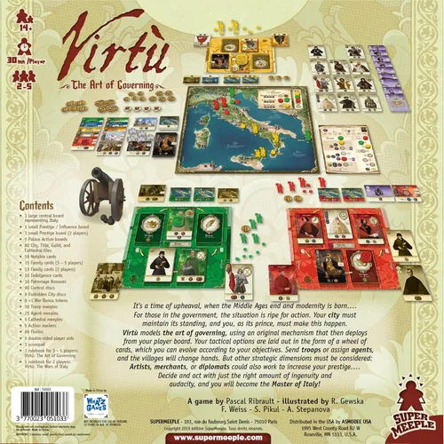 Vista 5 de Virtù - Juego de mesa con temática renacentista italiana, juego de estrategia profunda para adultos y adolescentes a partir de 14 años, 2 a 5