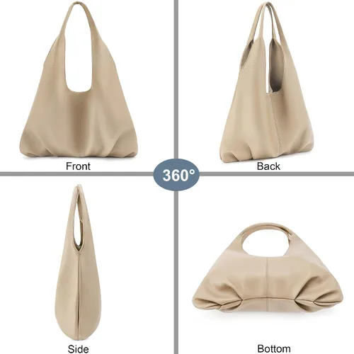 Vista 2 de NIUEIMEE ZHOU Bolsos Hobo para mujer, bolsos de hombro de cuero vegano retro