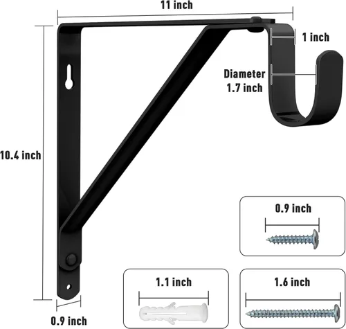 Vista 7 de Soporte de barra de armario resistente hasta 300 libras (paquete de 6) - Soportes de estante para montaje en pared para armario, garaje, lavandería