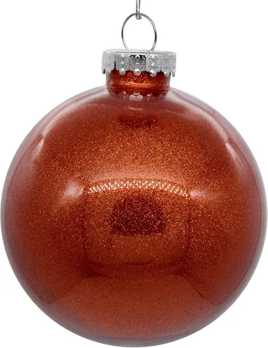 Vista 41 de Vickerman Adorno navideño de bola transparente de 3 pulgadas con interior de purpurina dorada antigua. Oro envejecido