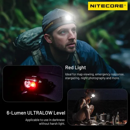 Vista 5 de Nitecore HA11 240 lúmenes Ultra Ligero AA Faro de doble haz etiqueta para faros delanteros (diadema normal)