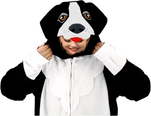 Vista 5 de Pijama de perro Border Collie para adultos, disfraz de perro, pijama de una pieza para cosplay, pijama de animal para mujeres y hombres