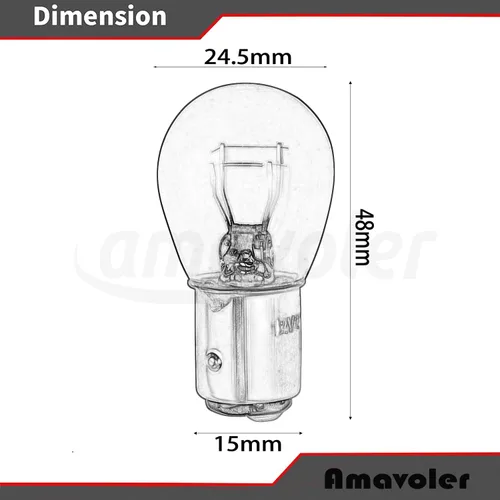 Vista 2 de Bombín de Luz de Freno Trasero 12v 5w 21w/5w Piezas de Reemplazo del Mercado de Posventa Compatibles con Ciclomotor, Scooter, ATV, Quad, Go Kart