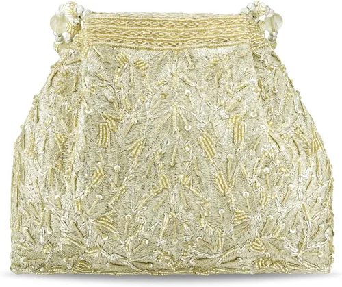Vista 5 de Bolsas indias Potli para mujer, bolso de noche embrague étnico para novia