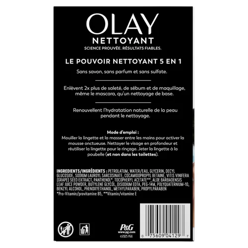 Vista 12 de Olay Daily Facials, Toallitas limpiadoras faciales de uso diario para eliminar el maquillaje, Toallitas limpiadoras activadas con agua 5 en 1
