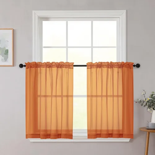 Vista 178 de 2 paneles de cortinas traslúcidas blancas para dormitorio, sala de estar, 96 pulgadas de largo, modernas, suaves, ligeras, con bolsillo para barra