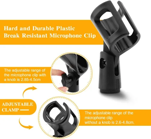 Vista 4 de Soporte universal de clip de micrófono de 3 piezas, soporte de micrófono ajustable para soporte con 2 adaptadores de tornillo macho de 5/8 pulgadas