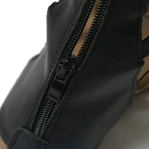 Vista 7 de Aniywn Sandalias para mujer, sandalias de gladiador altas hasta el muslo, sandalias planas con cordones y puntera abierta, sandalias con tiras hasta