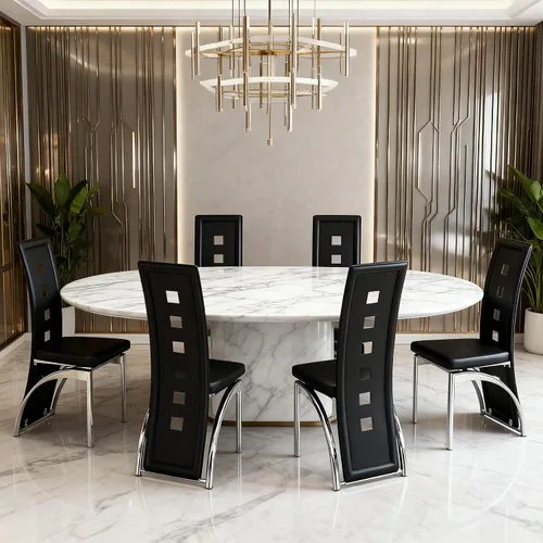 Vista 9 de Juego de 2 sillas de comedor modernas, juego de 2 sillas de comedor negras, sillas de cocina tapizadas de piel sintética con patas de metal dorado