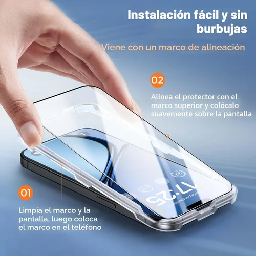 Vista 3 de UNBREAKcable Paquete de 3 protectores de pantalla para iPhone 15, vidrio templado doble a prueba de roturas [marco de instalación fácil]