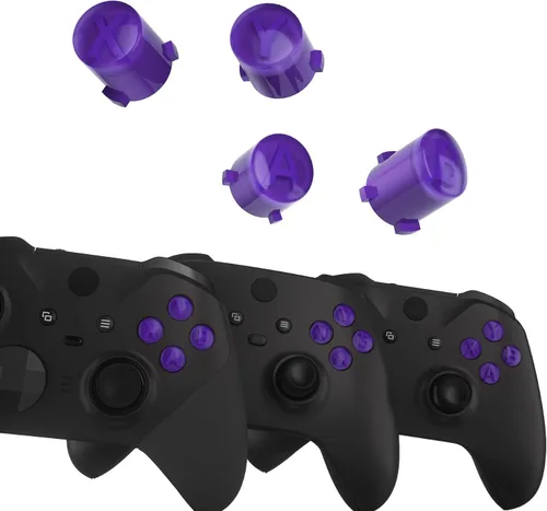 Vista 3 de eXtremeRate Botones de acción ABXY personalizados de repuesto para controlador Xbox Series X y S, símbolos clásicos de tres tonos púrpura
