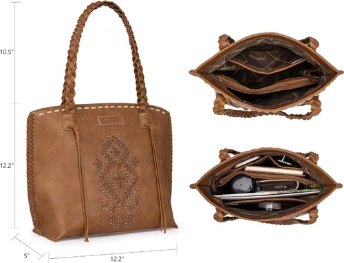 Vista 7 de Wrangler Bolso Hobo de gran tamaño tejido a mano con remaches occidentales