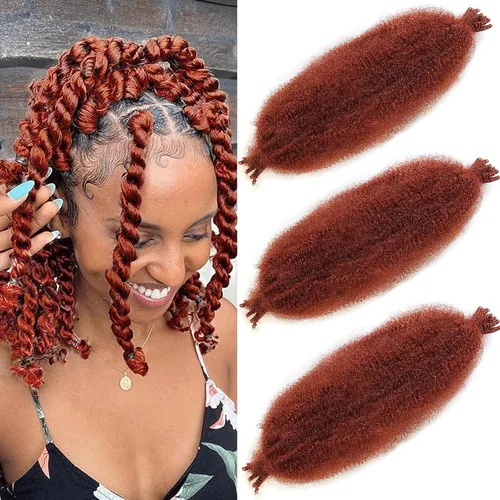 Vista 35 de Cabello de Envoltura Pre-Esponjado de 8 Pulgadas, 3 Paquetes, Cabello Afro Twist Pre-Separado Elástico para Locs, Cabello Afro Twist Negro Natural