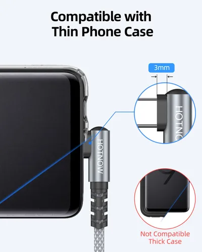 Vista 6 de Short Right Angle USB C to USB C Cable 12 inch 3 Pack, PD 65W Fast Charging Blanco grisáceo