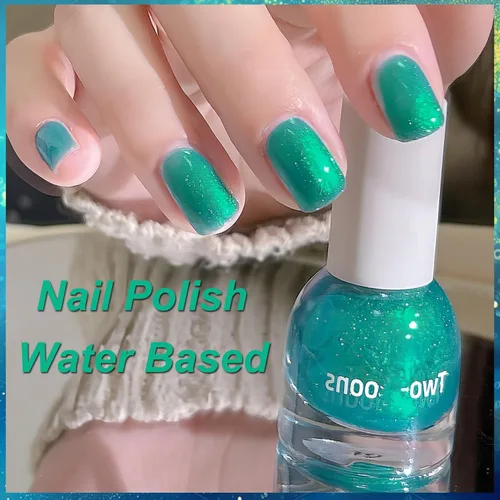 Vista 6 de Esmalte de uñas a base de agua Aurora verde brillante, esmalte de uñas con efecto cromado iridiscente, esmalte de uñas no tóxico para mujeres