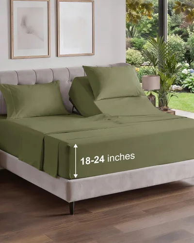 Vista 575 de Extra Deep Twin XL Sheet Set - 3 Piece College Dorm Room - White 01-Blanco